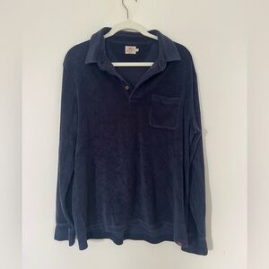 Faherty Towel Terry Long-sleeve Polo Shirt L